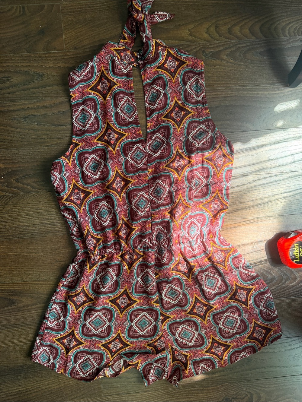 BeBop Red Multi-Color Halter Romper